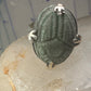 Scarab ring  carved stone adjustable size 8.75 sterling silver women