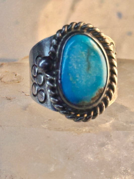 Navajo turquoise ring vintage band sterling silver size 12 women men