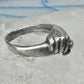 Vintage Sterling Silver Hand Holding Flower Motif Ring Cut Band Size 5.75 925 AS IS