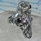 Lady with flowers Ring Art Deco Nouveau band leaves size 8 sterling silver women&nbsp;