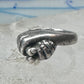 Vintage Sterling Silver Hand Holding Flower Motif Ring Cut Band Size 5.75 925 AS IS