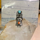 Kachina ring Navajo turquoise coral size 10.2 cowgirl sterling silver women signed B