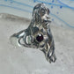 Lady with flowers Ring Art Deco Nouveau band leaves size 8 sterling silver women&nbsp;