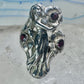 Lady with flowers Ring Art Deco Nouveau band leaves size 8 sterling silver women&nbsp;