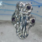 Lady with flowers Ring Art Deco Nouveau band leaves size 8 sterling silver women&nbsp;