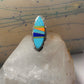 Long Zuni ring Turquoise size 7.75 Inlaid sterling silver women