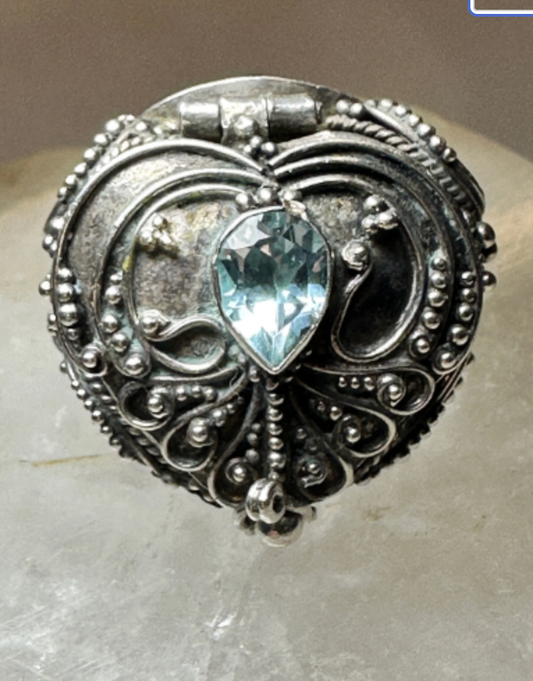 Poison ring heart shaped  boho size 8 sterling silver women