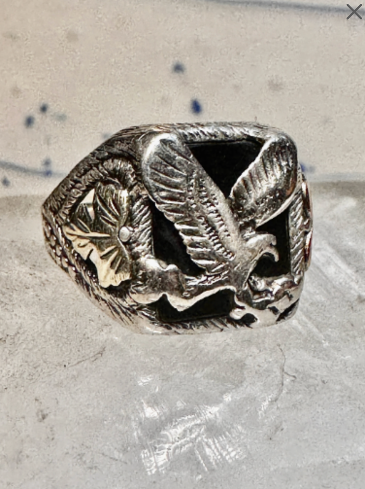 Bold Sterling Silver Eagle 1985 Ring, Size 8 - Fabulous! - Ruby Lane