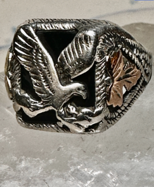 Eagle ring Black Hills Gold band leaves sterling silver size 11.50 men women