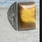 Vintage Sterling Silver Tiger's Eye Signet Ring Thunderbird Mudman Motif Statement Size 10.25 925