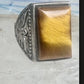 Vintage Sterling Silver Tiger's Eye Signet Ring Thunderbird Mudman Motif Statement Size 10.25 925