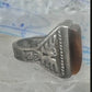 Vintage Sterling Silver Tiger's Eye Signet Ring Thunderbird Mudman Motif Statement Size 10.25 925