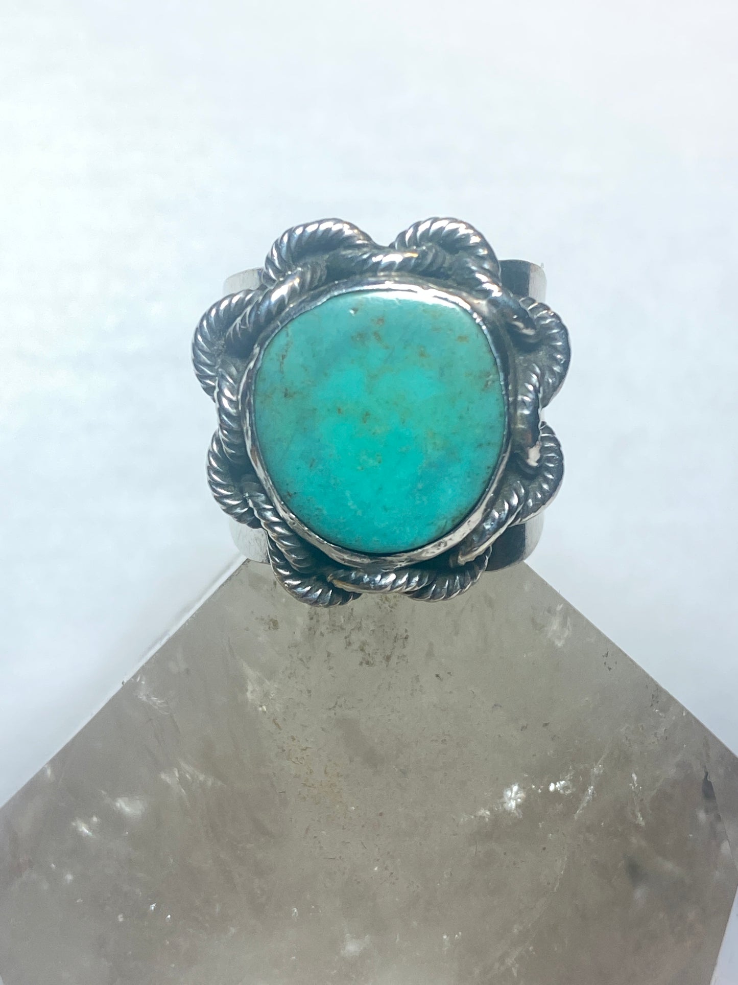 Turquoise ring Navajo chain band sterling silver women men