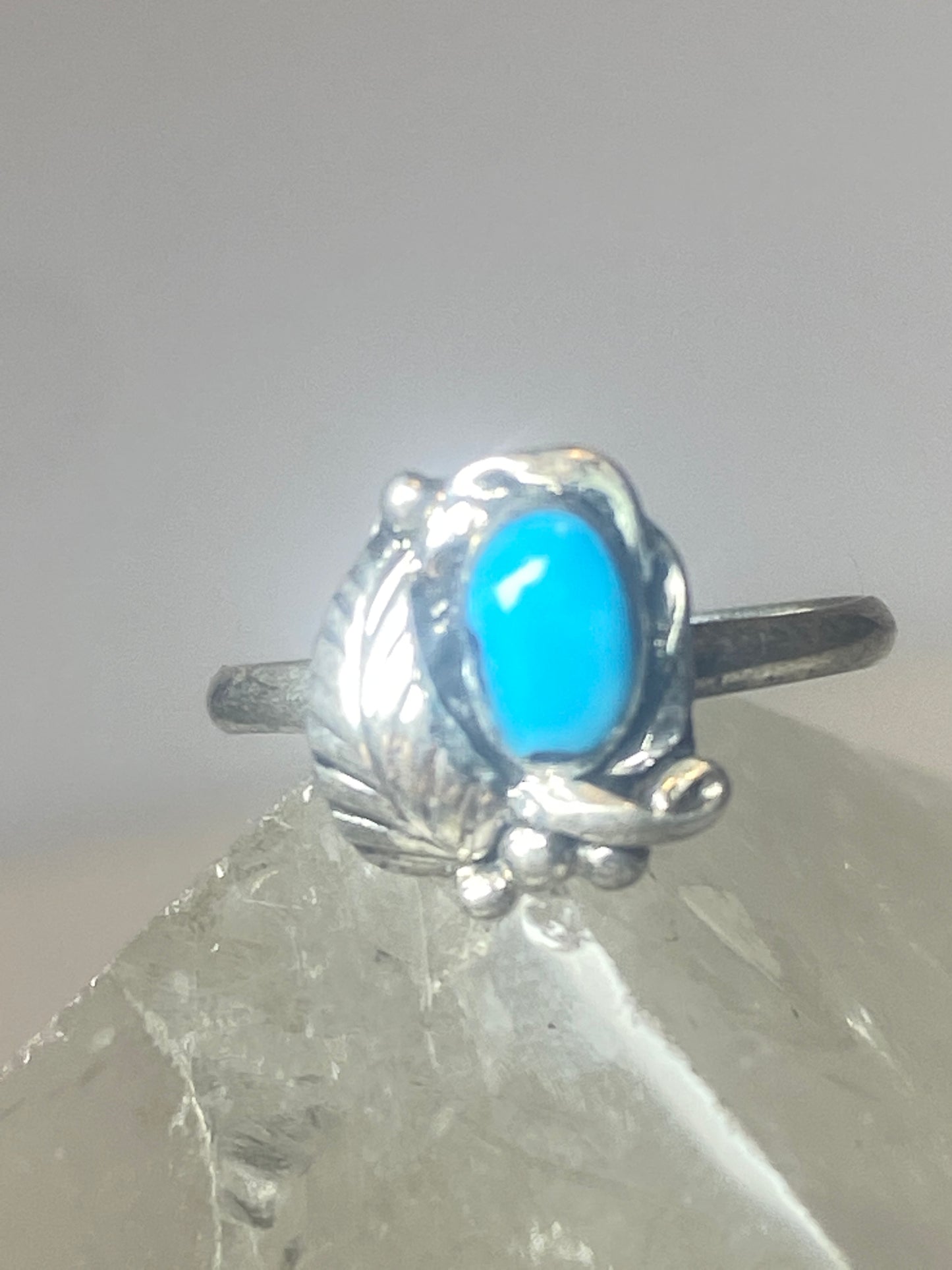 Turquoise ring southwest pinky floral leaves blossom baby children women girls  o