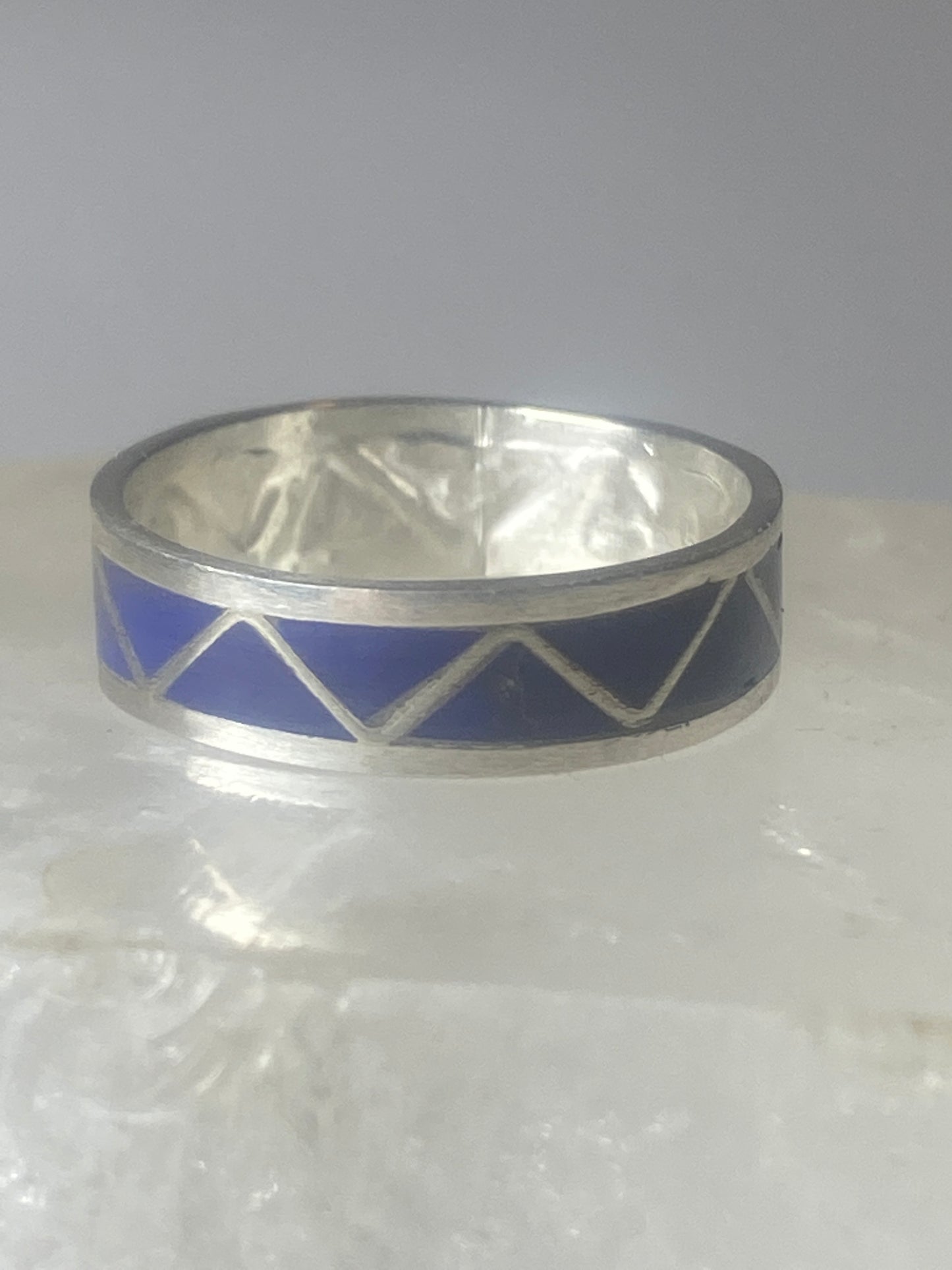 Blue lapis band ring size 9.50 Navajo southwest  sterling silver women b