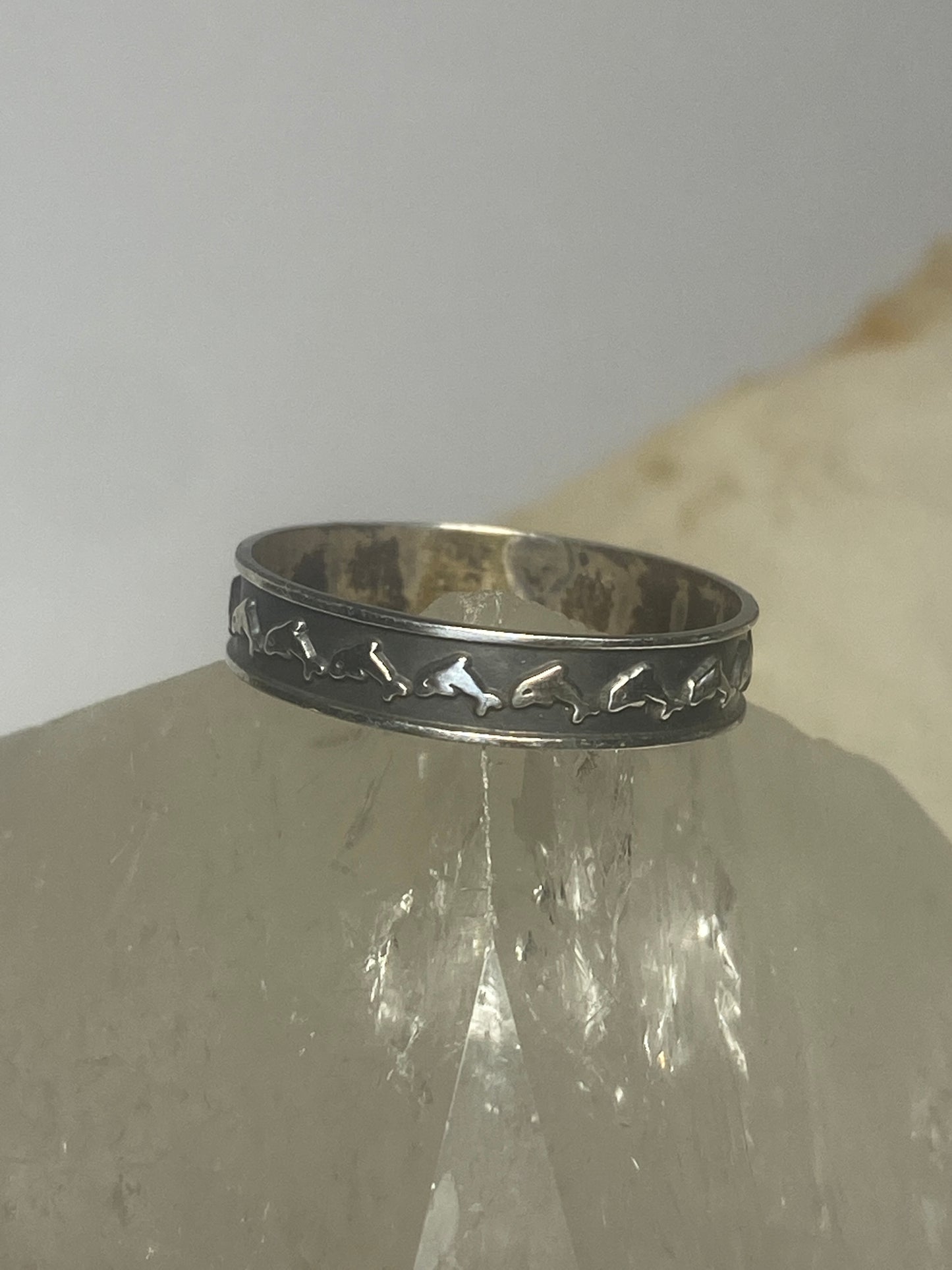 Dolphin  ring dolphins band stacker sterling silver women men boys