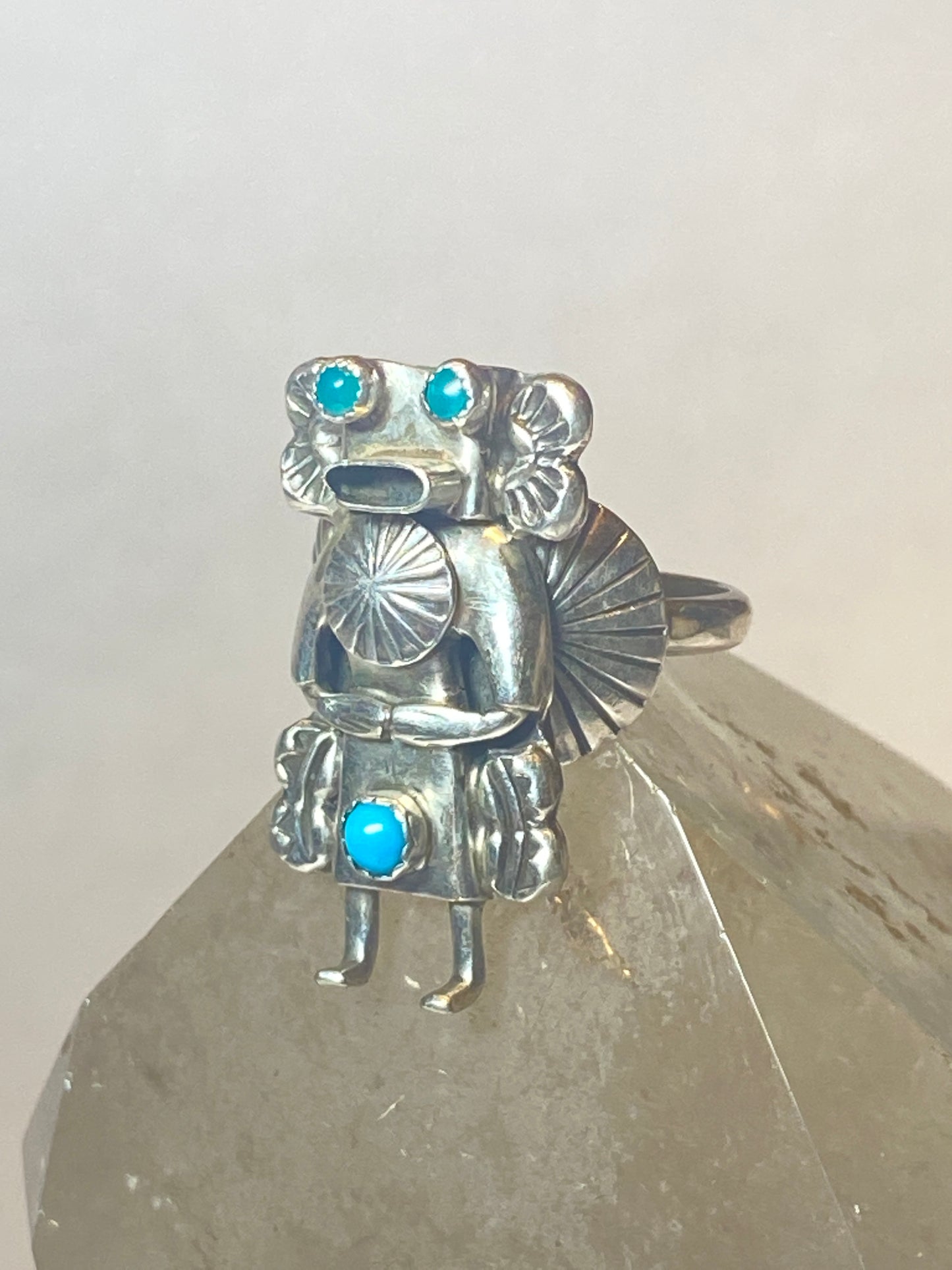 Kachina ring Navajo turquoise sterling silver women