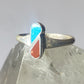 Turquoise coral ring southwest  sterling silver women girls p