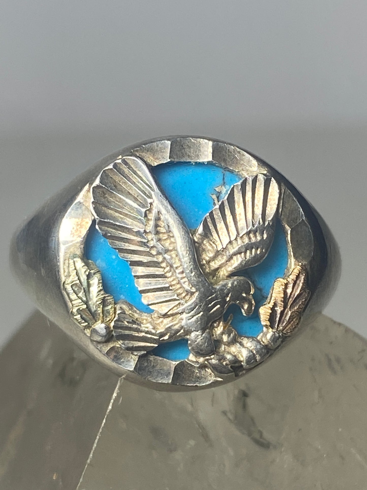 Black Hills Gold ring Eagle band sterling silver women men