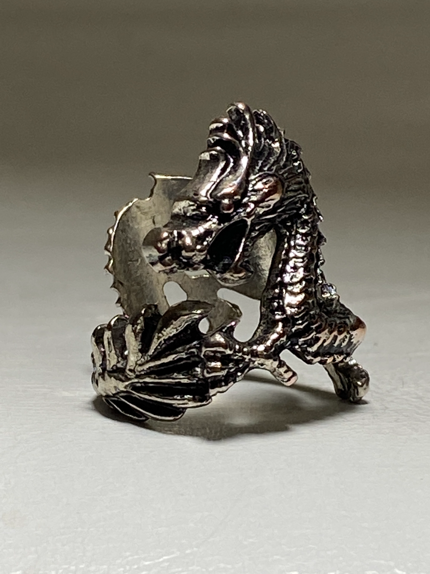 Dragon ring fire breathing band women sterling silver