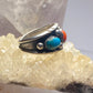 Turquoise ring size 6.50 coral Navajo band southwest sterling silver women girls