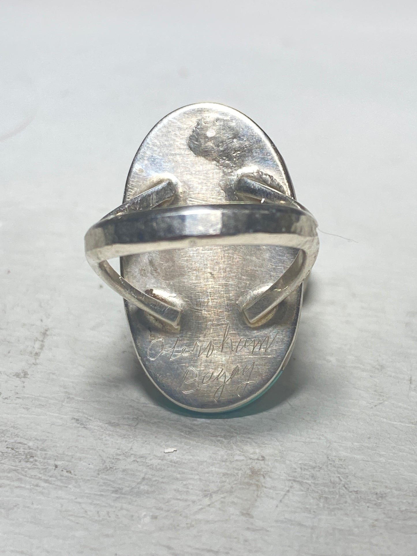 Abalone Ring turquoise sterling silver southwest women Abraham Begay