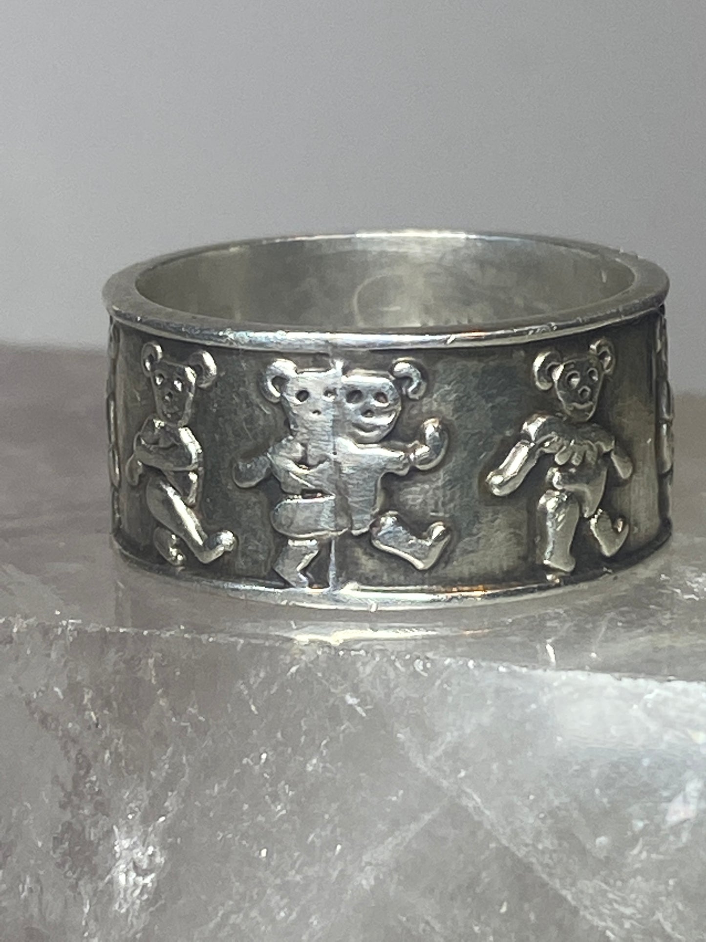 Bears  ring size 7.25  bear band sterling silver women men