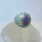 Lab opal ring rainbow crystals cocktail sterling silver girls women