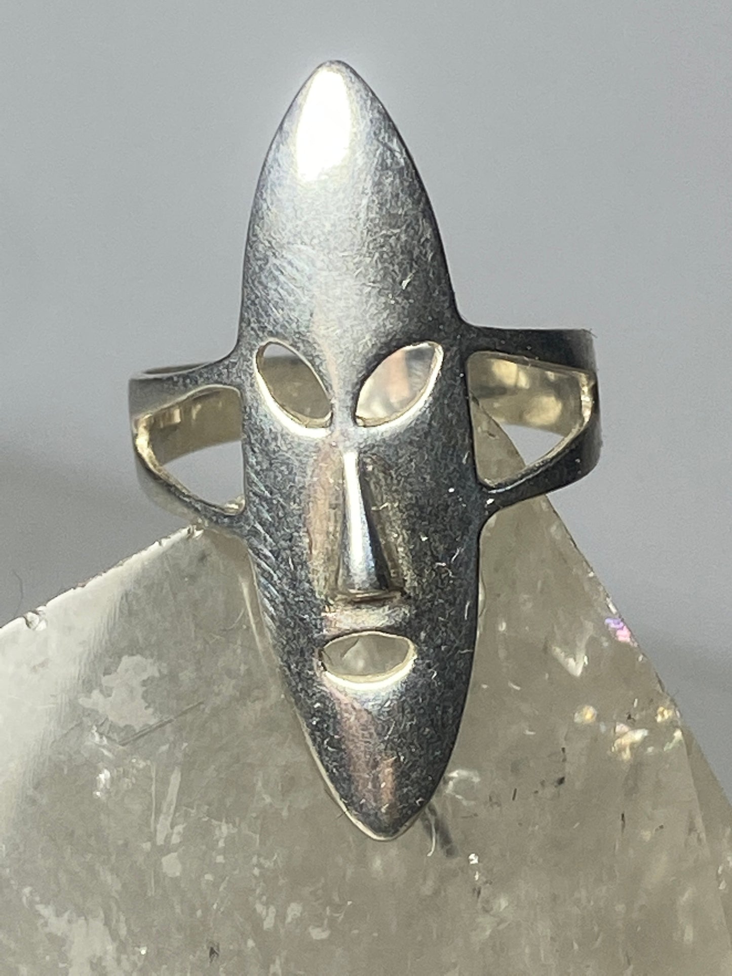 long face ring mask tribal band sterling silver women girls