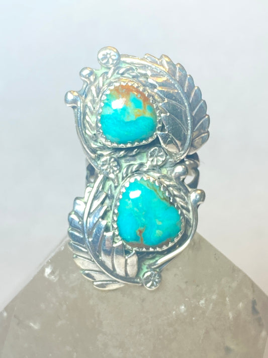 Turquoise ring Navajo long southwest sterling silver women