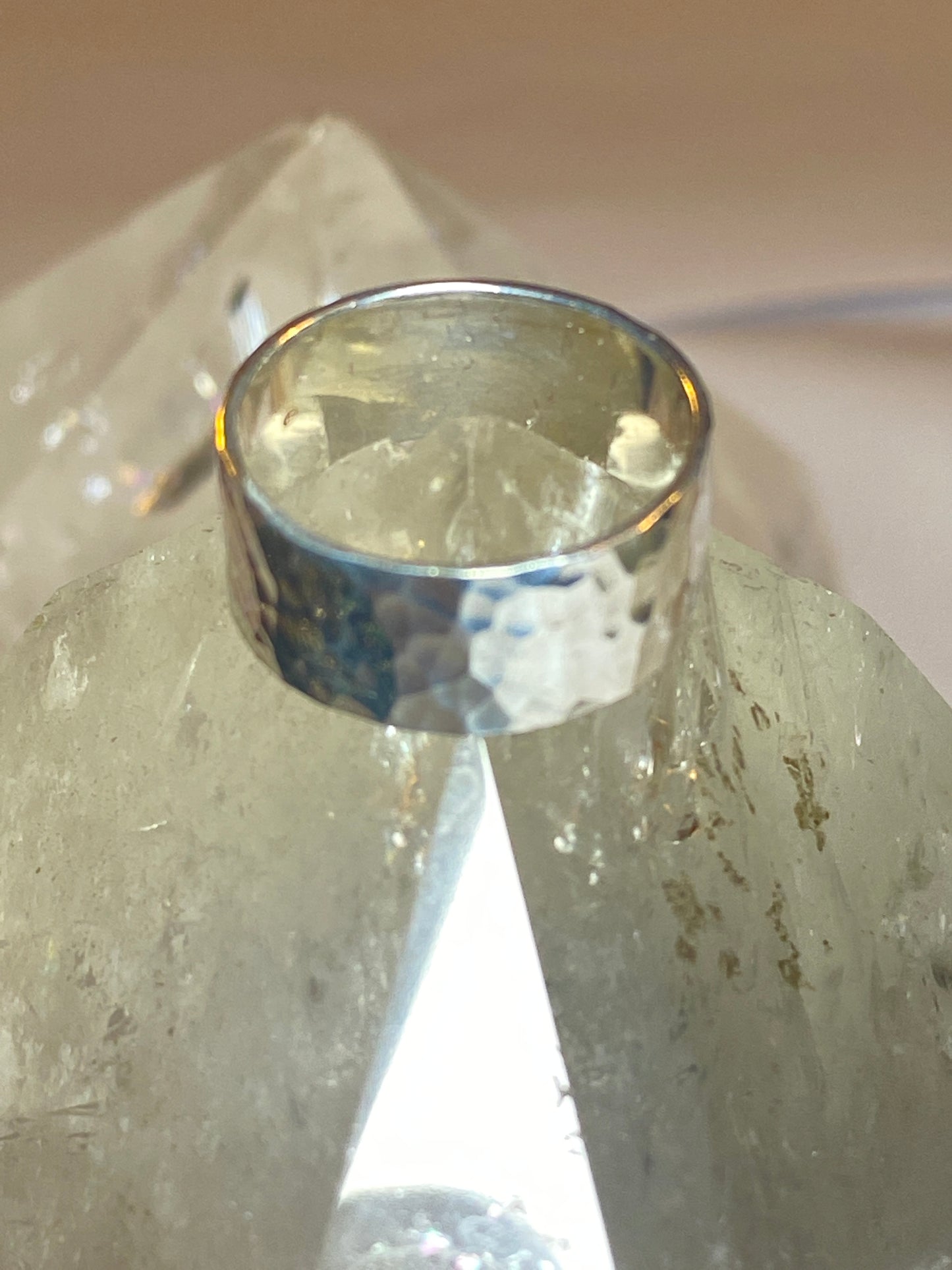 Hammered ring size 7.75  wedding plain band  sterling silver women men