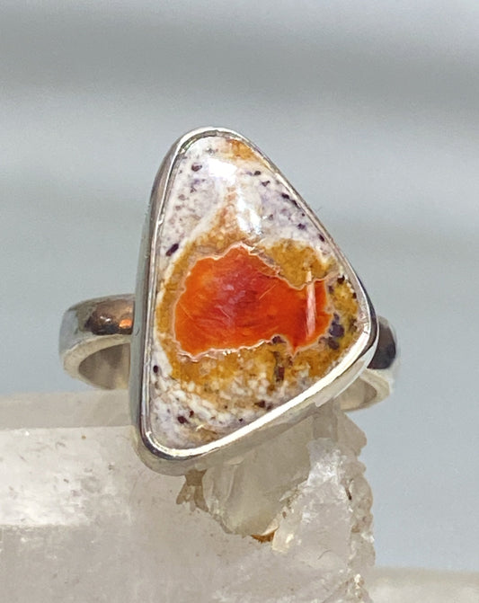 Stone ring southwest band sterling silver women