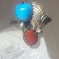 Turquoise ring coral southwest pinky floral leaves blossom baby children women girls  v