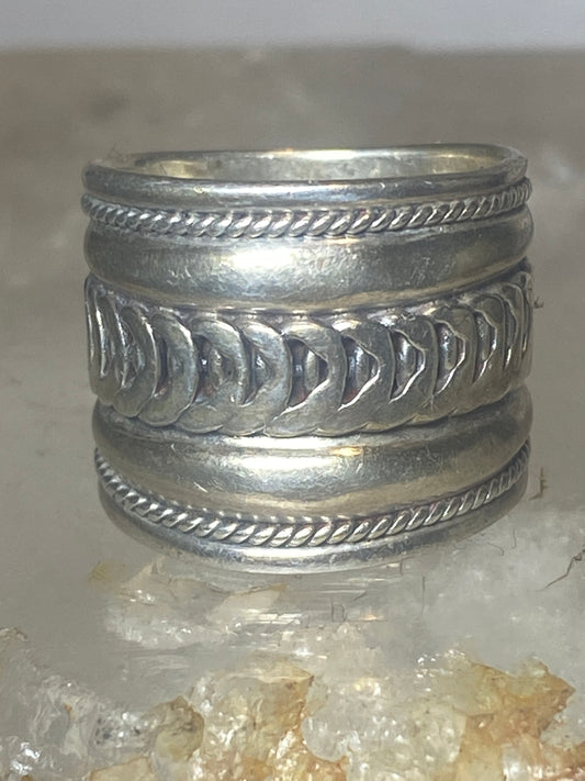 Cigar band ring size 5.25  rope design sterling silver women men