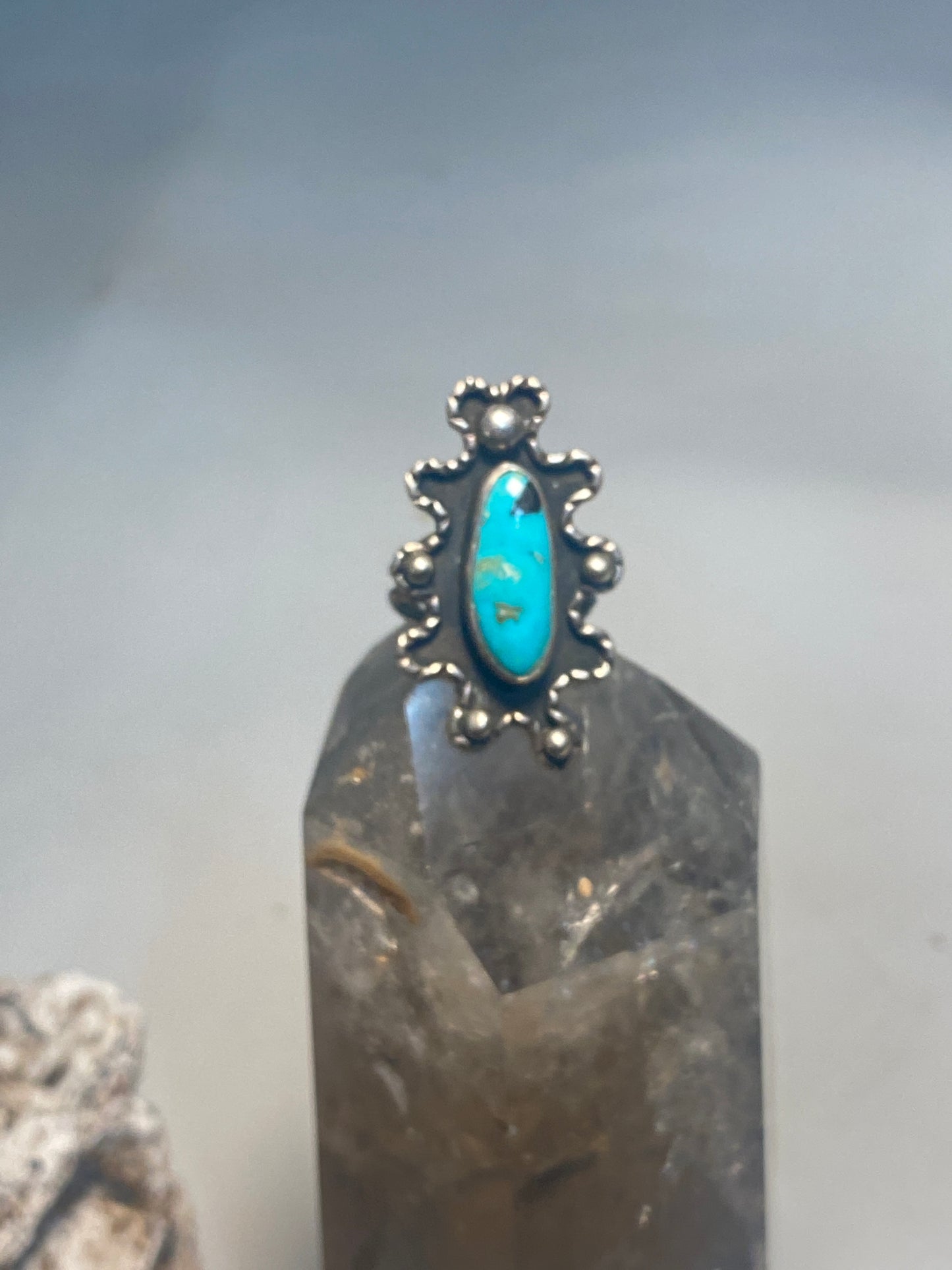 Turquoise ring long Navajo pinky southwest sterling silver women girl