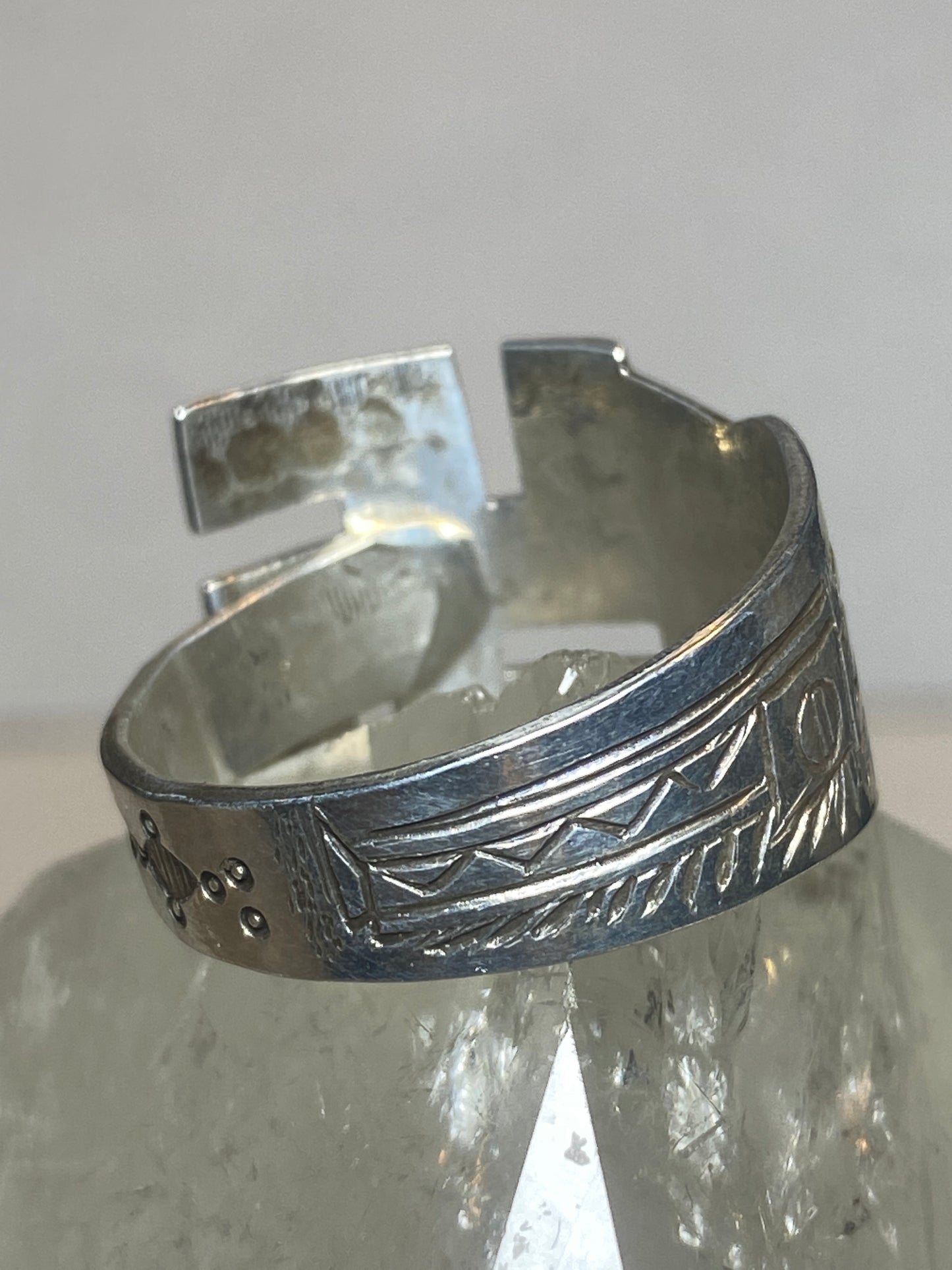 Whirling Logs ring spoon tribal spoon band sterling silver men
