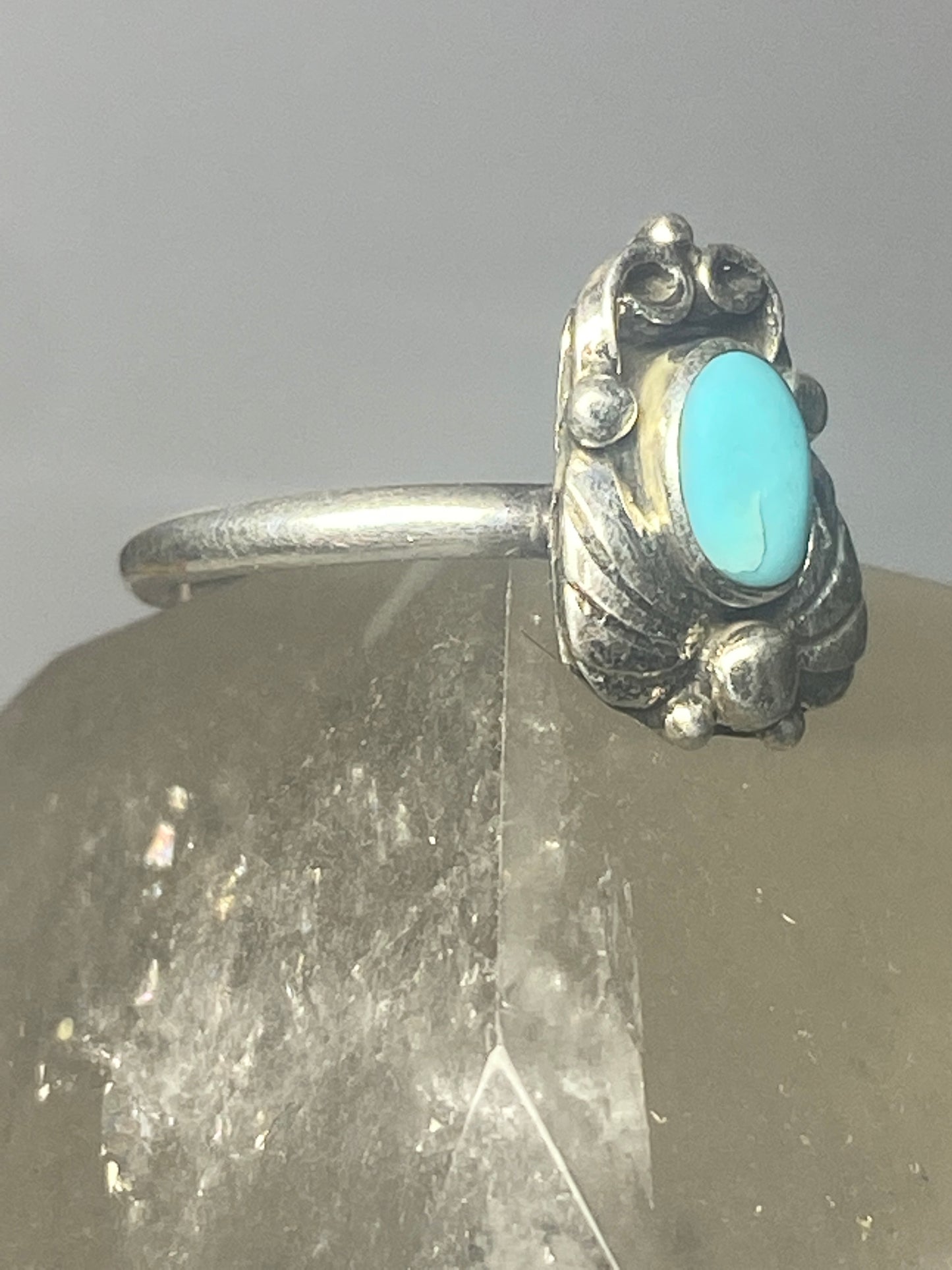 Turquoise ring leaves band southwest sterling silver women girls g