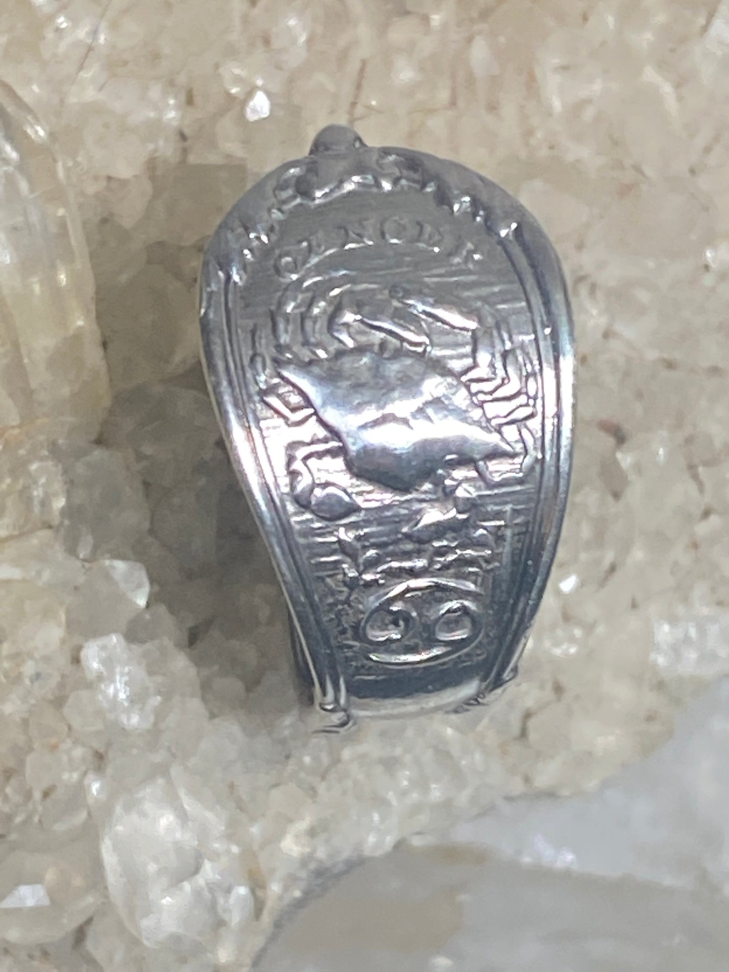 Crab spoon ring size 6.50 Cancer June July fishermen birthday band sterling silver women. adj