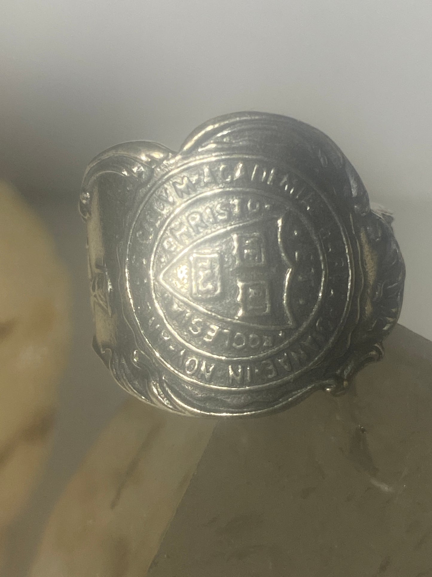 Harvard spoon ring graduation band ring sterling silver women girl b