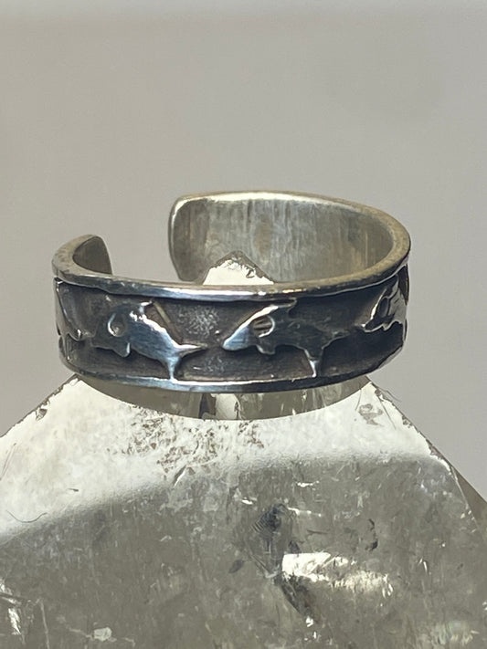 Toe ring dolphin band ocean sterling silver women girls