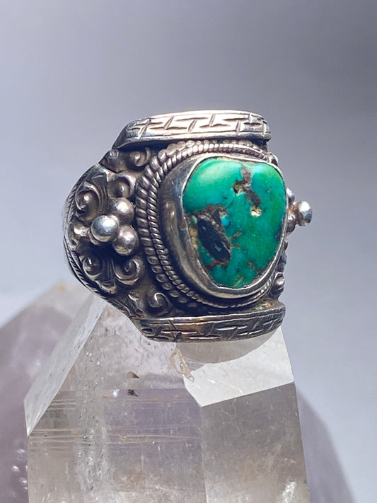 Turquoise ring size 8.50 tribal band sterling silver women men