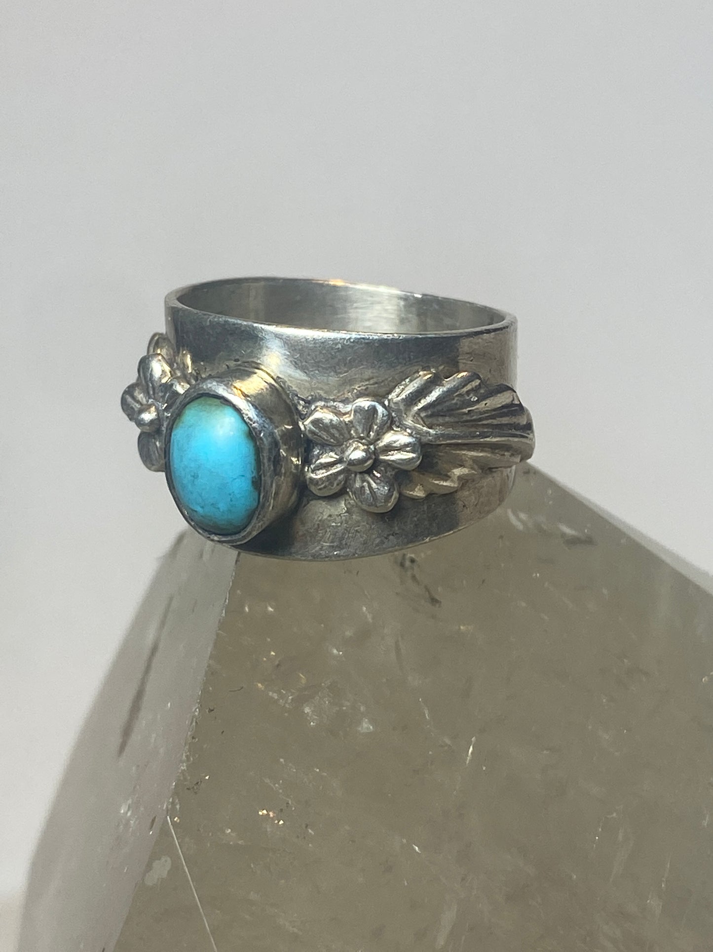 Cigar ring size 6.75 Felley band southwest turquoise sterling silver band women