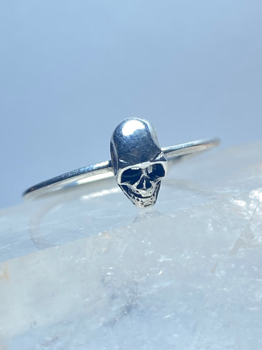 Skull ring biker stacker band sterling silver women girls