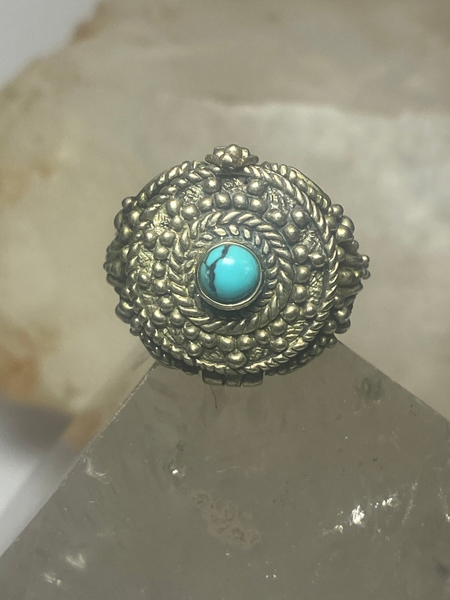 Poison ring boho turquoise sterling silver women