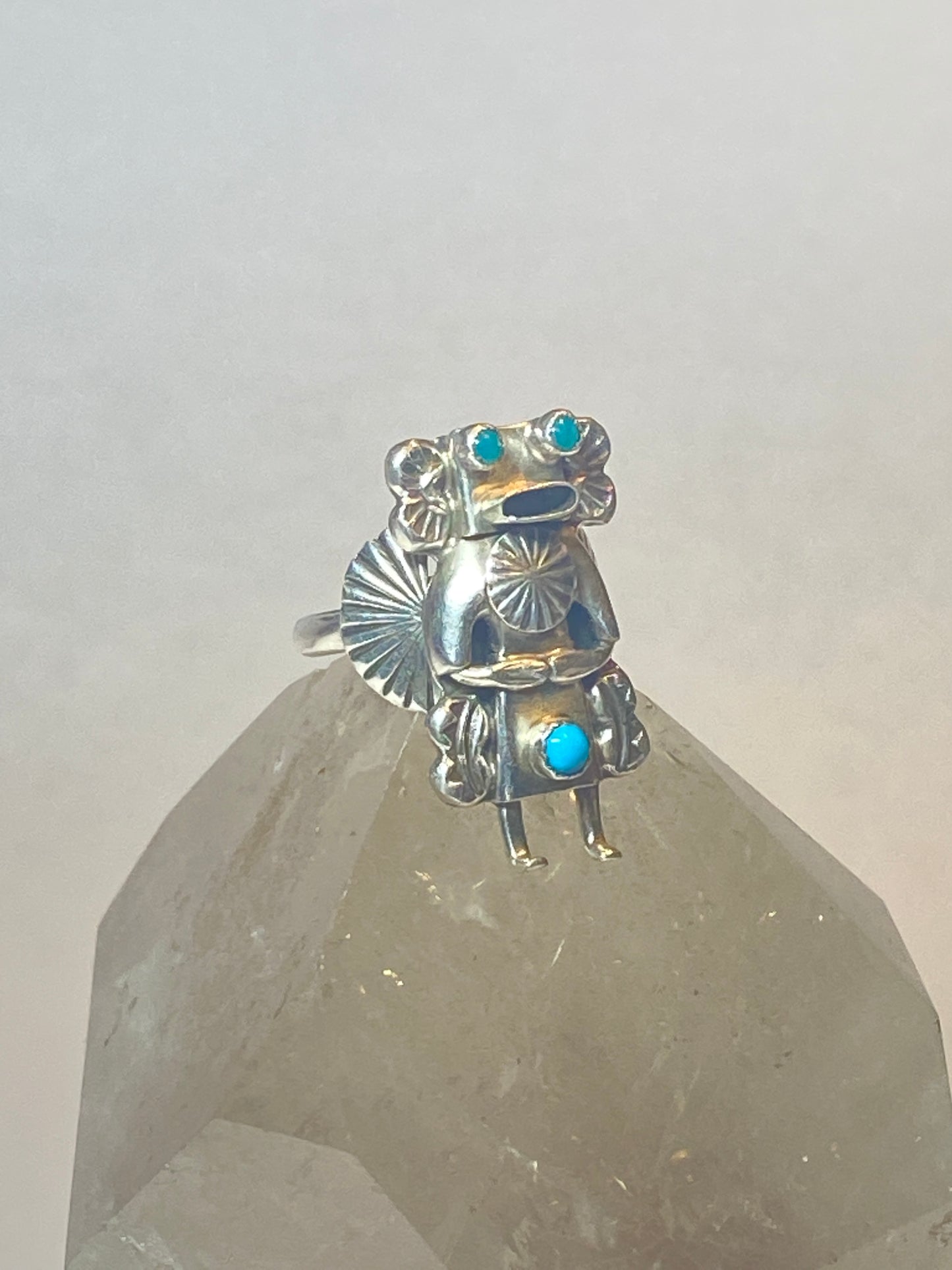 Kachina ring Navajo turquoise sterling silver women