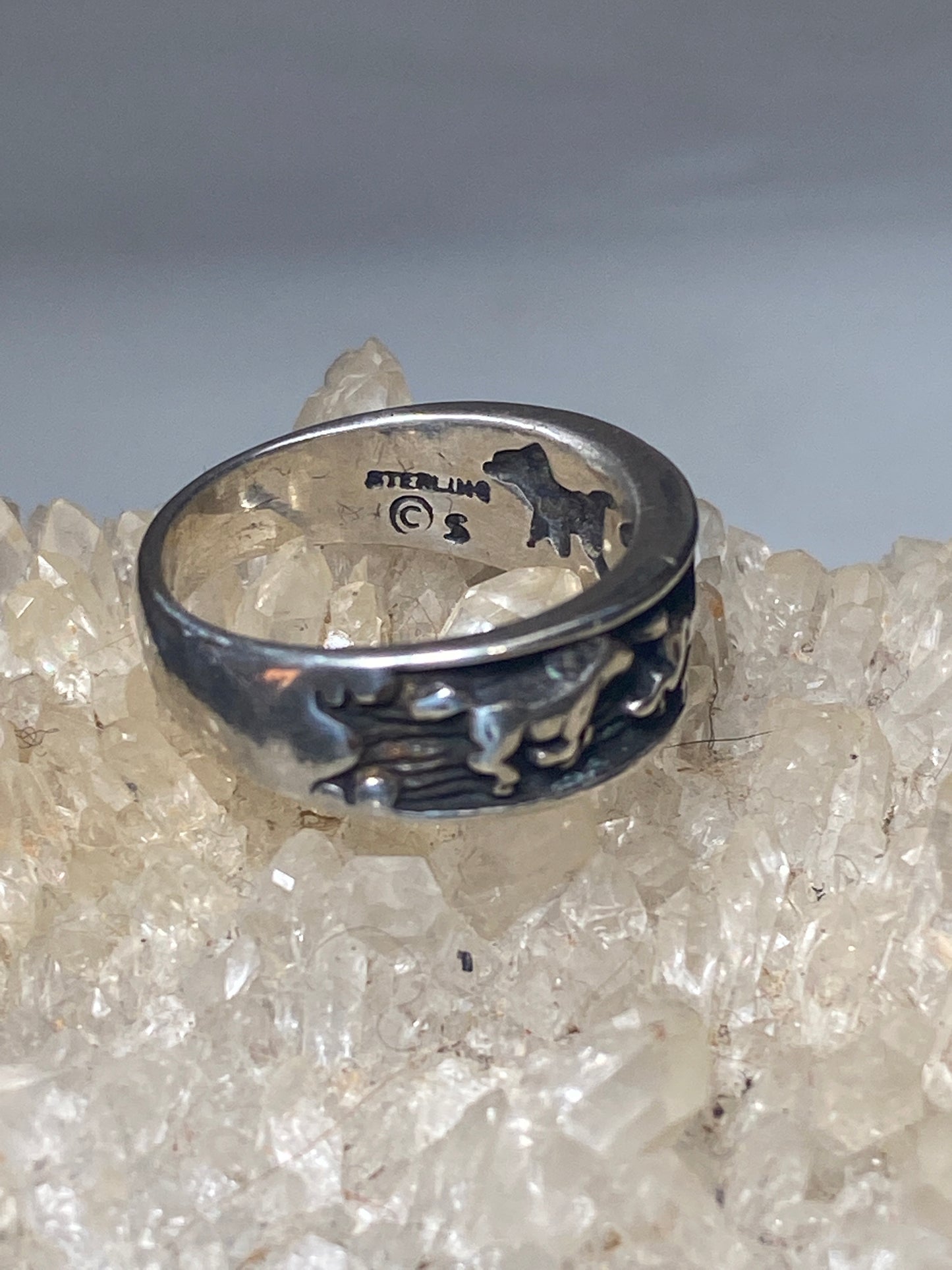 Horse ring horses cowgirl band pinky sterling silver southwest women girls b