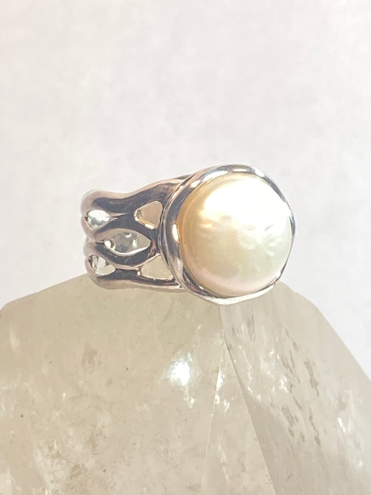 Pearl ring size 8 sterling silver boho women girls