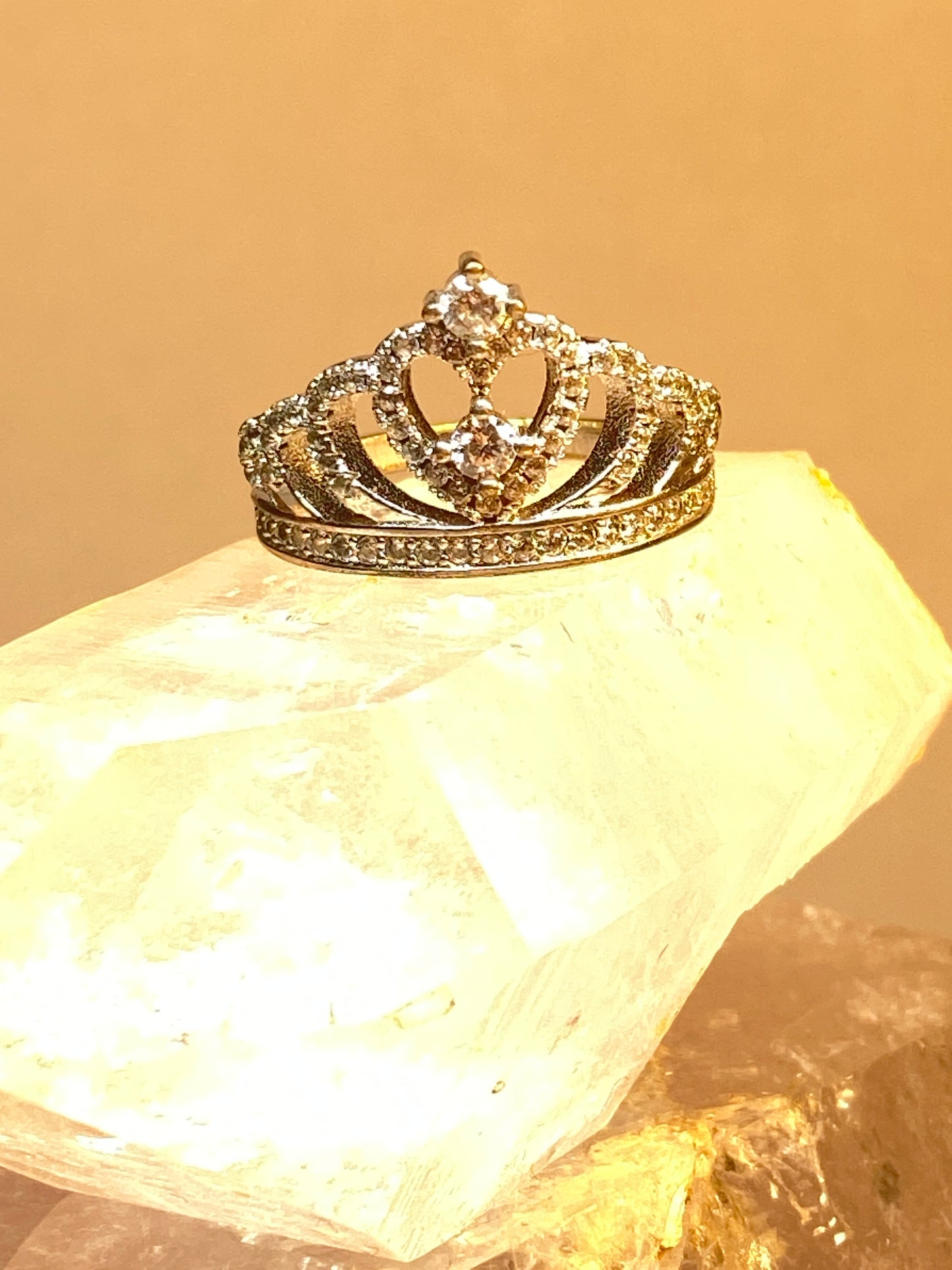 Crown ring princess tiara sterling silver women