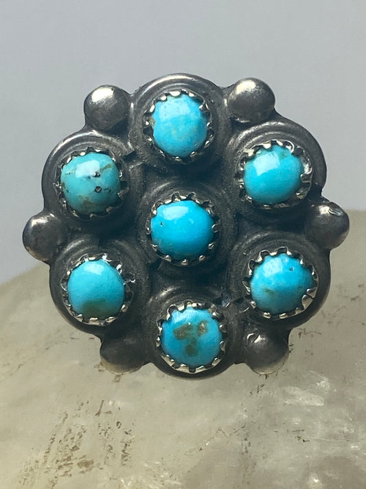Turquoise ring floral petite point southwest sterling silver women  girls