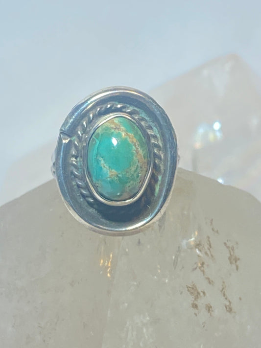 Green Turquoise ring Navajo pinky sterling silver women girls